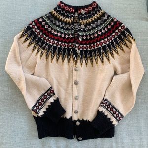 Vintage Norwegian Hand Knitted Cardigan Cottagecore Sweater